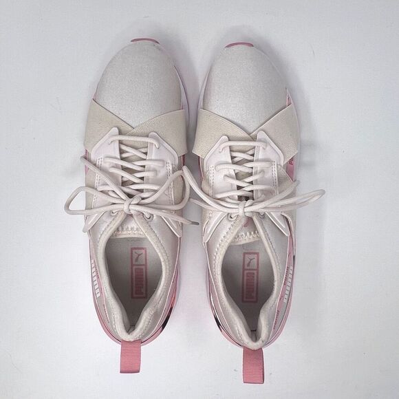 Puma Sneakers - White with Pink Accents - Women’s Size 10 - Excellent Preowned C - Picture 8 of 10